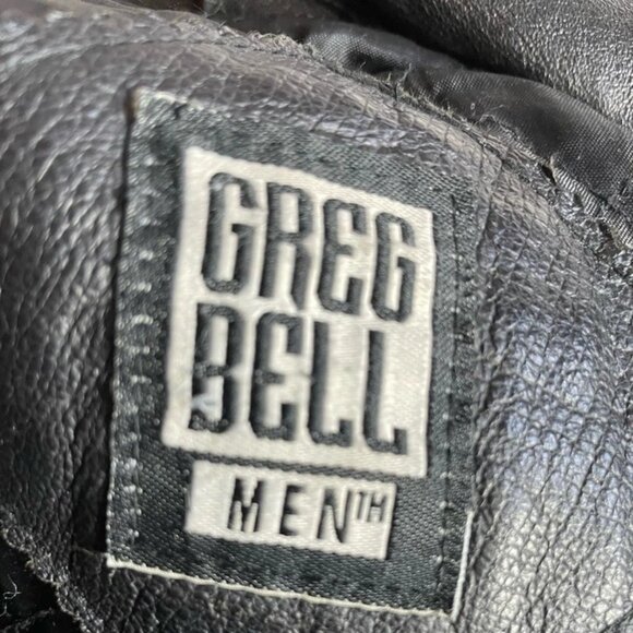 🎁 Greg Bell Vintage Black Leather Jacket Coat Mens XXL Zip Front - Picture 3 of 3